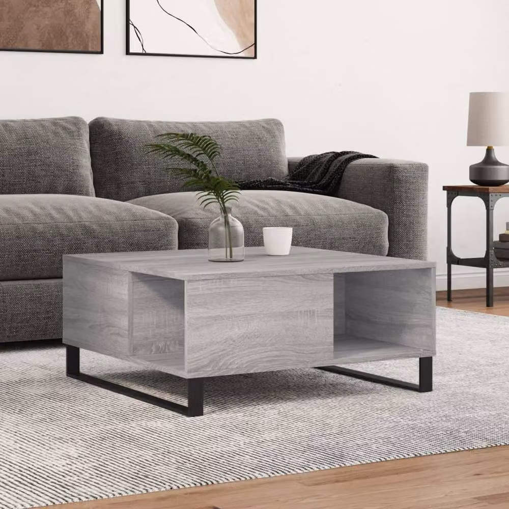 Berkfield Home Modern Square Coffee Table in Grey Sonoma, W/D/H: 80 x 80 x 36.5 cm – 2