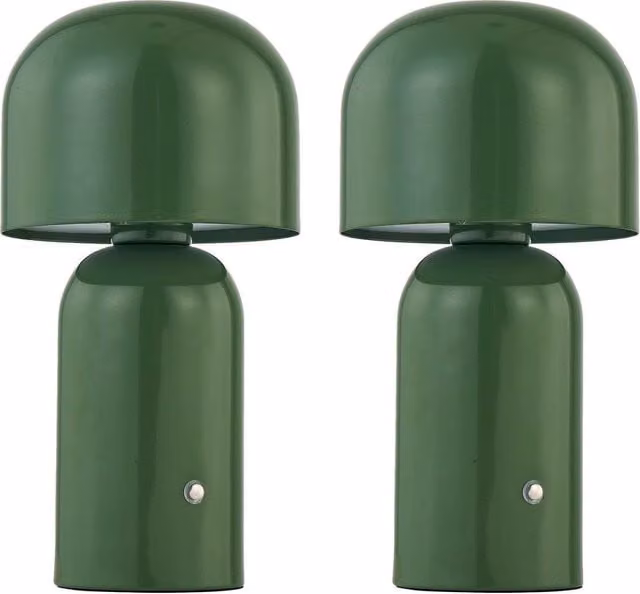 First Choice Lighting Christina Green LED Rechargeable Touch Table Lamps Twin Pack