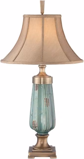 Loops Table Lamp in Gold and Brass with Ceramic and Fabric Details – 1