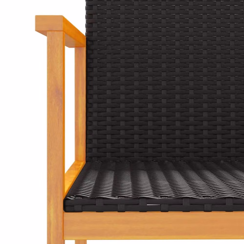 Berkfield Home Beautiful Garden Chairs, Set of 2, Black Poly Rattan and Oiled Acacia Wood – 5