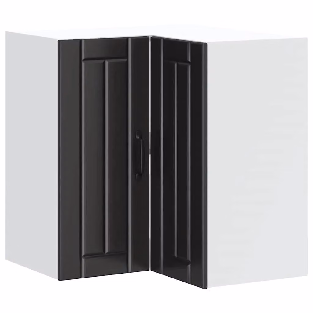 Berkfield Home Lucca Wall Mounted Kitchen Corner Cabinet in Matt Black MDF – 1