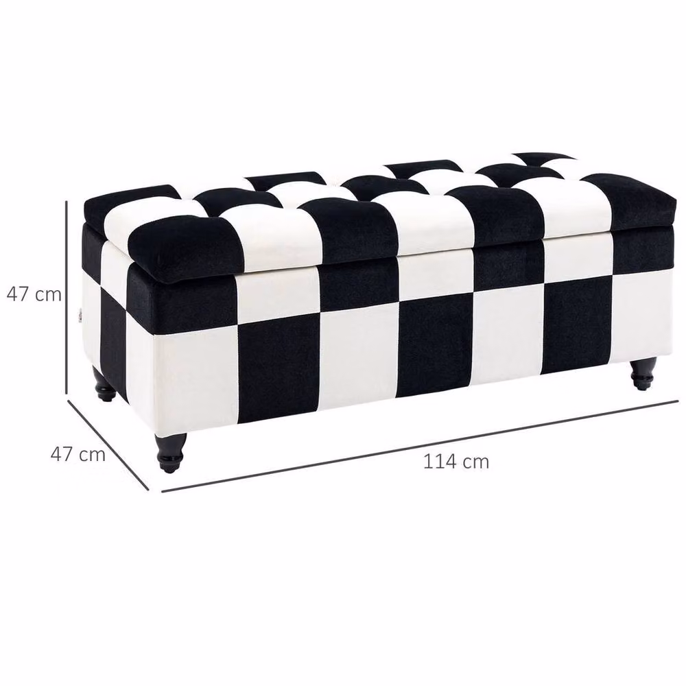 EONLION Black Velvet Rectangular Storage Ottoman W/D/H: 114 x 47 x 47 cm – 2
