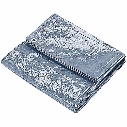 KAV Heavy Duty Waterproof Tarpaulin Ground Sheet, 130 GSM, Grey, W: 600 cm, D: 900 cm