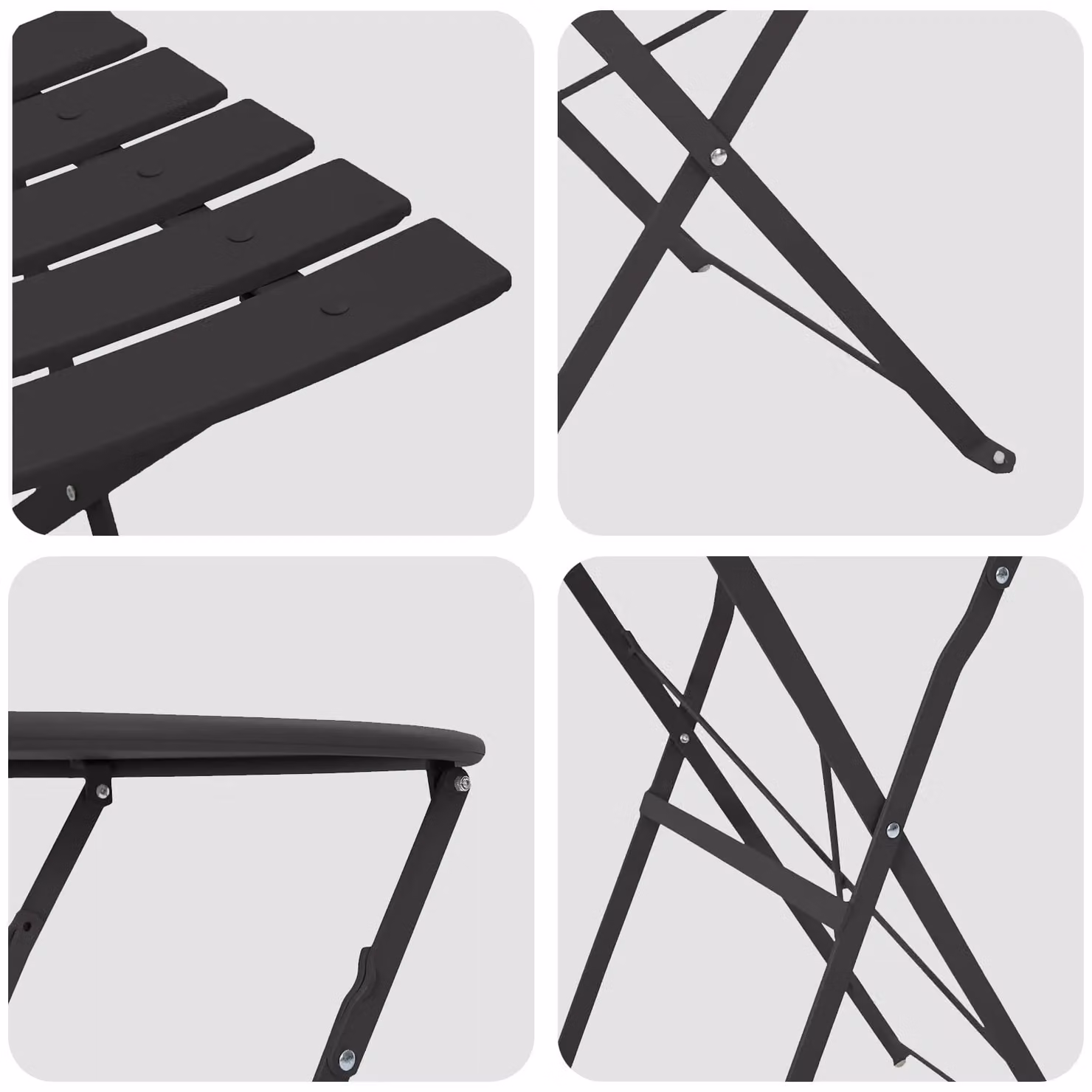Berkfield Home 3-Piece Folding Bistro Set in Anthracite Matt Metal – 4