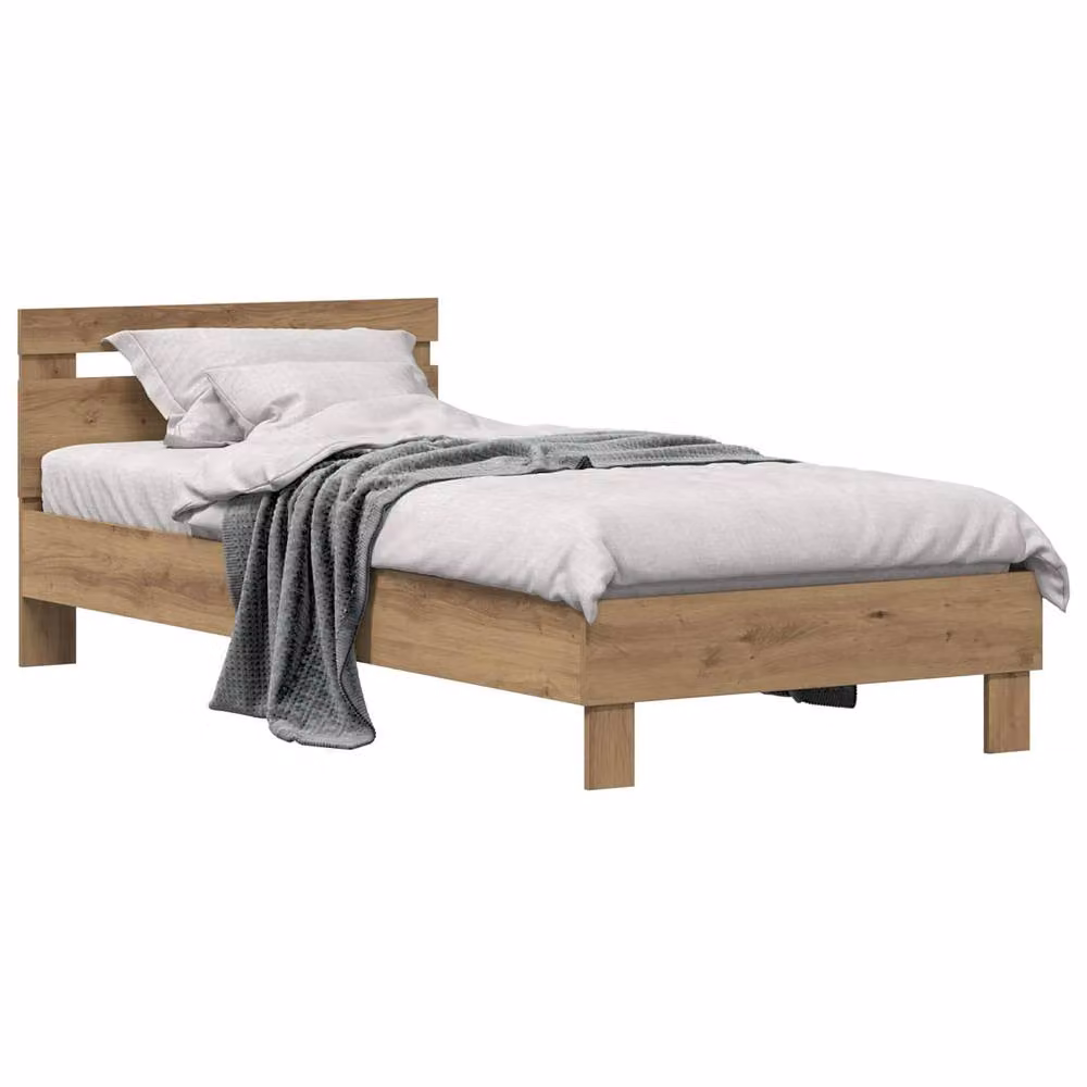 Berkfield Home Artisan Oak Bed Frame in Brown, Engineered Wood, W: 98.5 cm x L: 200 cm – 2