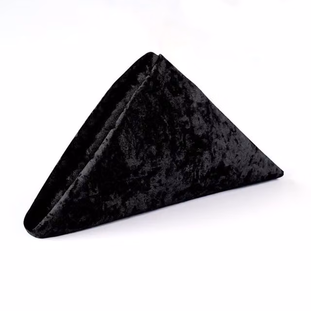 Trimming Shop Plain Black Crushed Velvet Table Napkins with Hemmed Edges