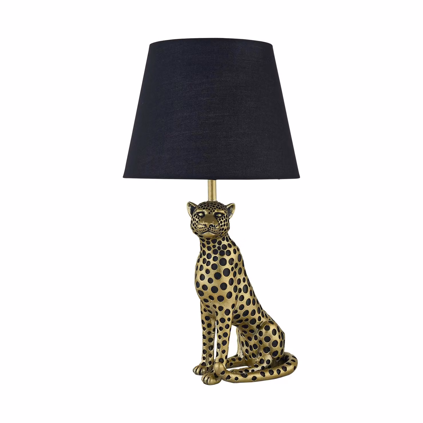 First Choice Lighting Bella Set of 2 Gold Cheetah Table Lamps with Black Fabric Shades – 2