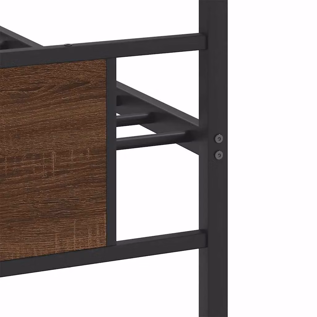 Berkfield Home Single Bed Frame in Brown Oak, Engineered Wood and Metal, W/D/H: 90 x 190 cm – 6