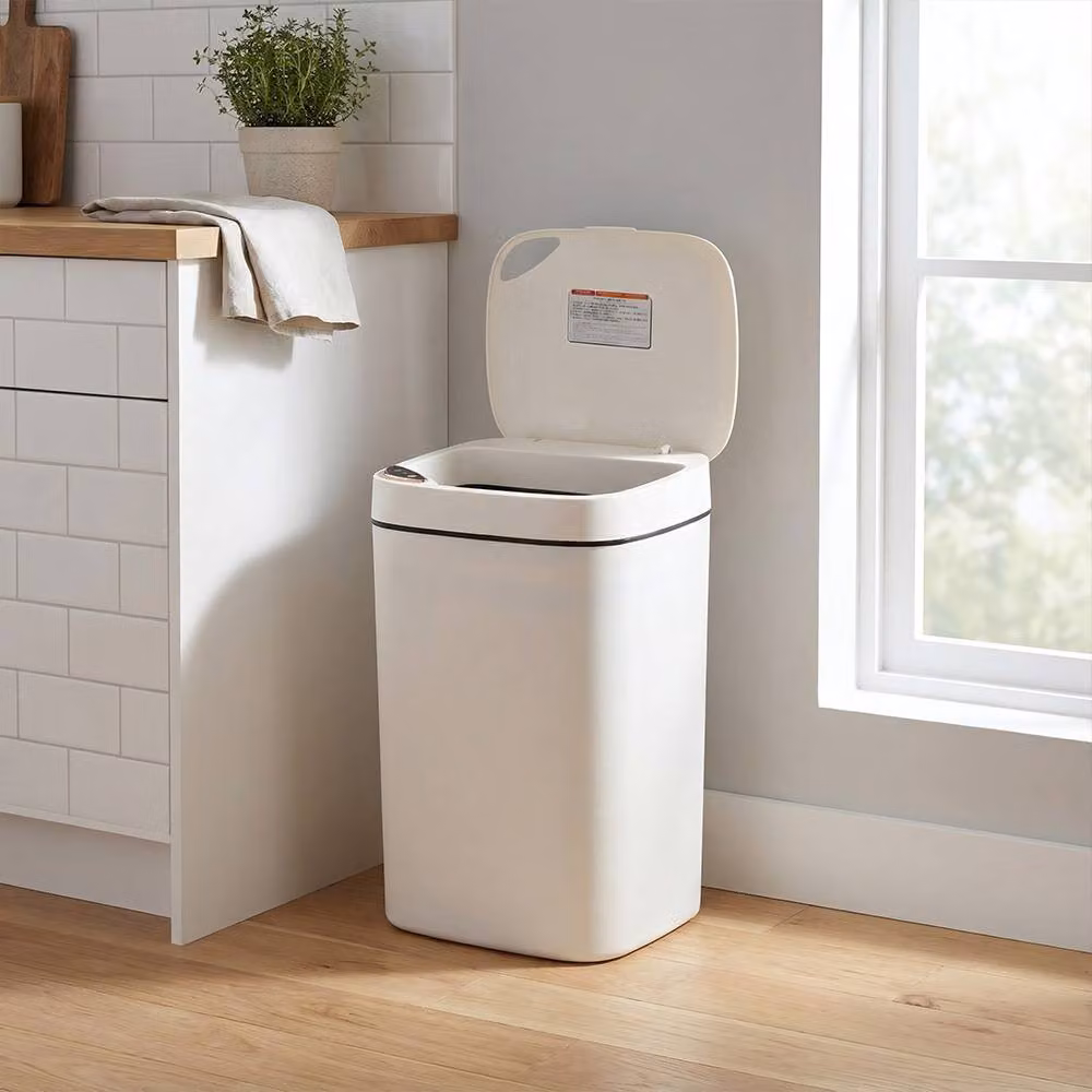 Living and Home 16L Automatic Motion Sensor Rubbish Bin with Soft Close in Cream/Beige – 7