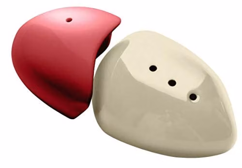 Orsina Red and Cream Ceramic Salt and Pepper Set with Geometric Design