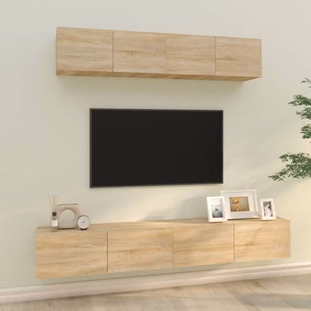 Berkfield Home 4 Piece Sonoma Oak TV Cabinet Set in Brown – 1