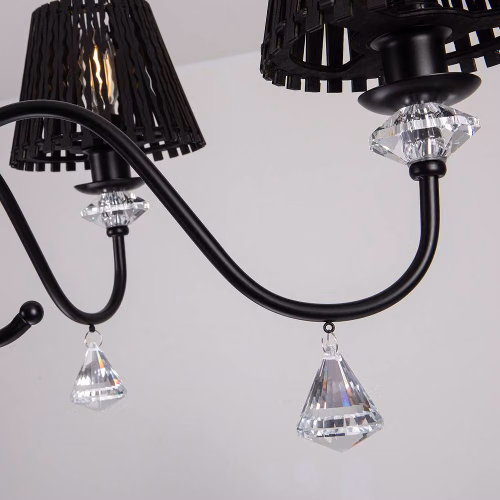 NIVOR 5 Light Dimmable Classic Traditional Crystal Chandelier in Black – 7