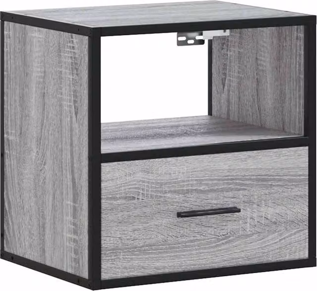 Berkfield Home Wall-mounted Bedside Cabinet in Grey Sonoma, W: 40 cm, D: 31 cm, H: 39.5 cm