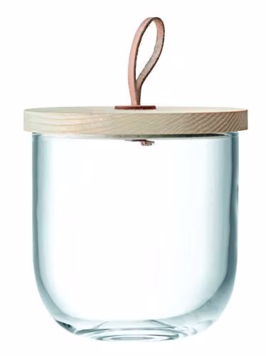 LSA International Ivalo Glass Container with Ash Lid, Transparent, H: 15.5 cm, W: 15.24 cm, D: 15.24 cm