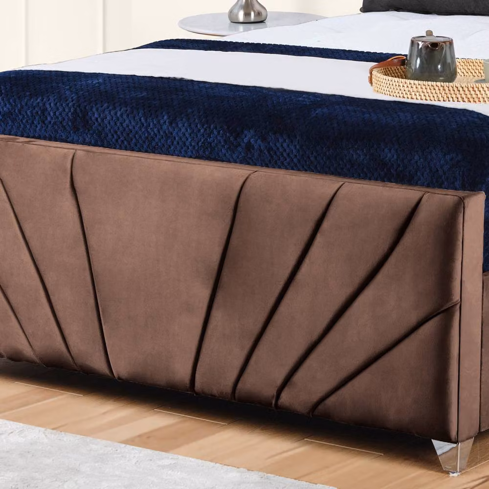 UK Bed Furniture Sunrise Upholstered Gas Lift Storage Bed in Brown, King Size (180 x 200 cm) – 3