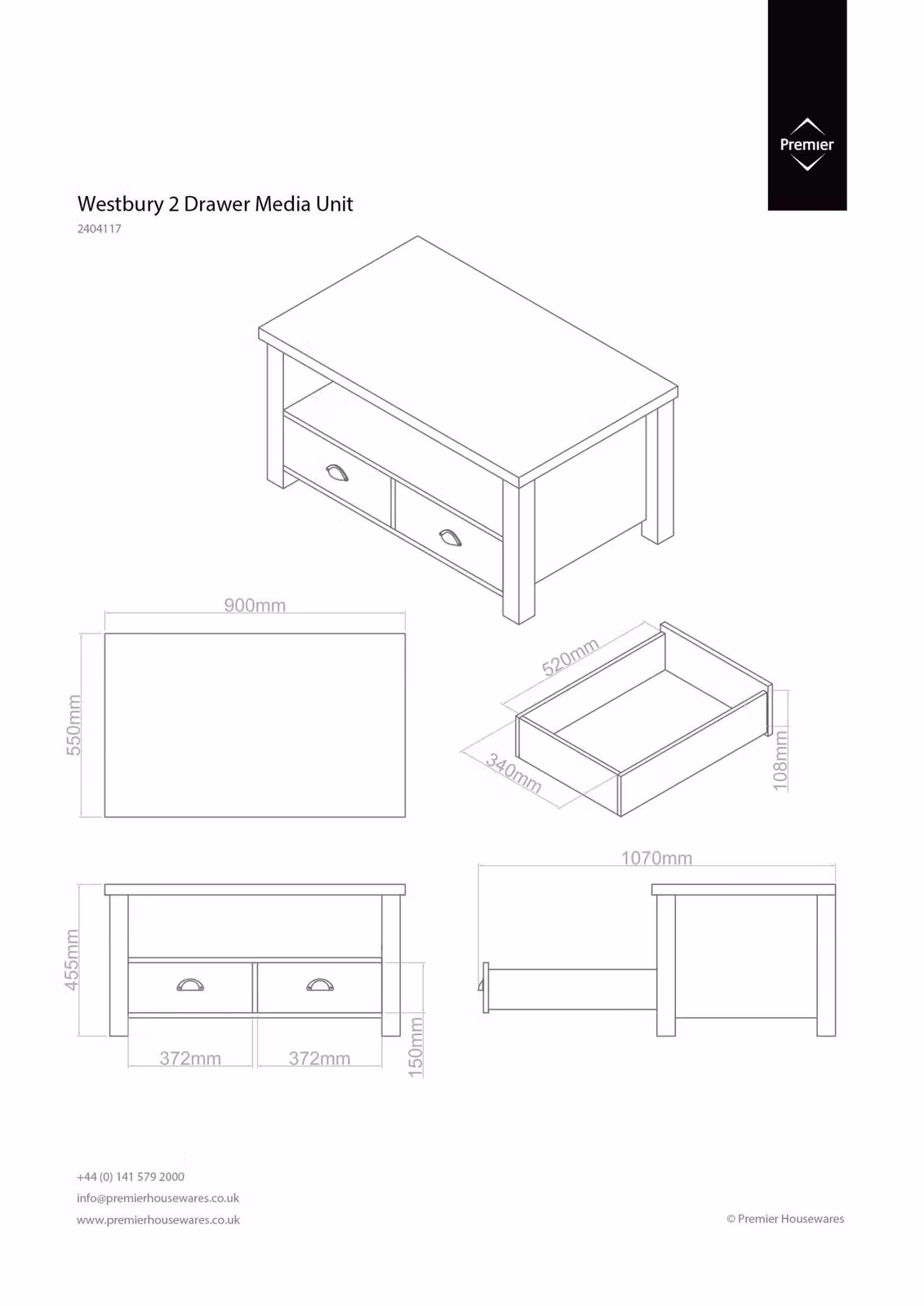 Orsina Modern Media Unit in Brown Oak with MDF and Metal Construction W/D/H: 90 x 55 x 47 cm – 4