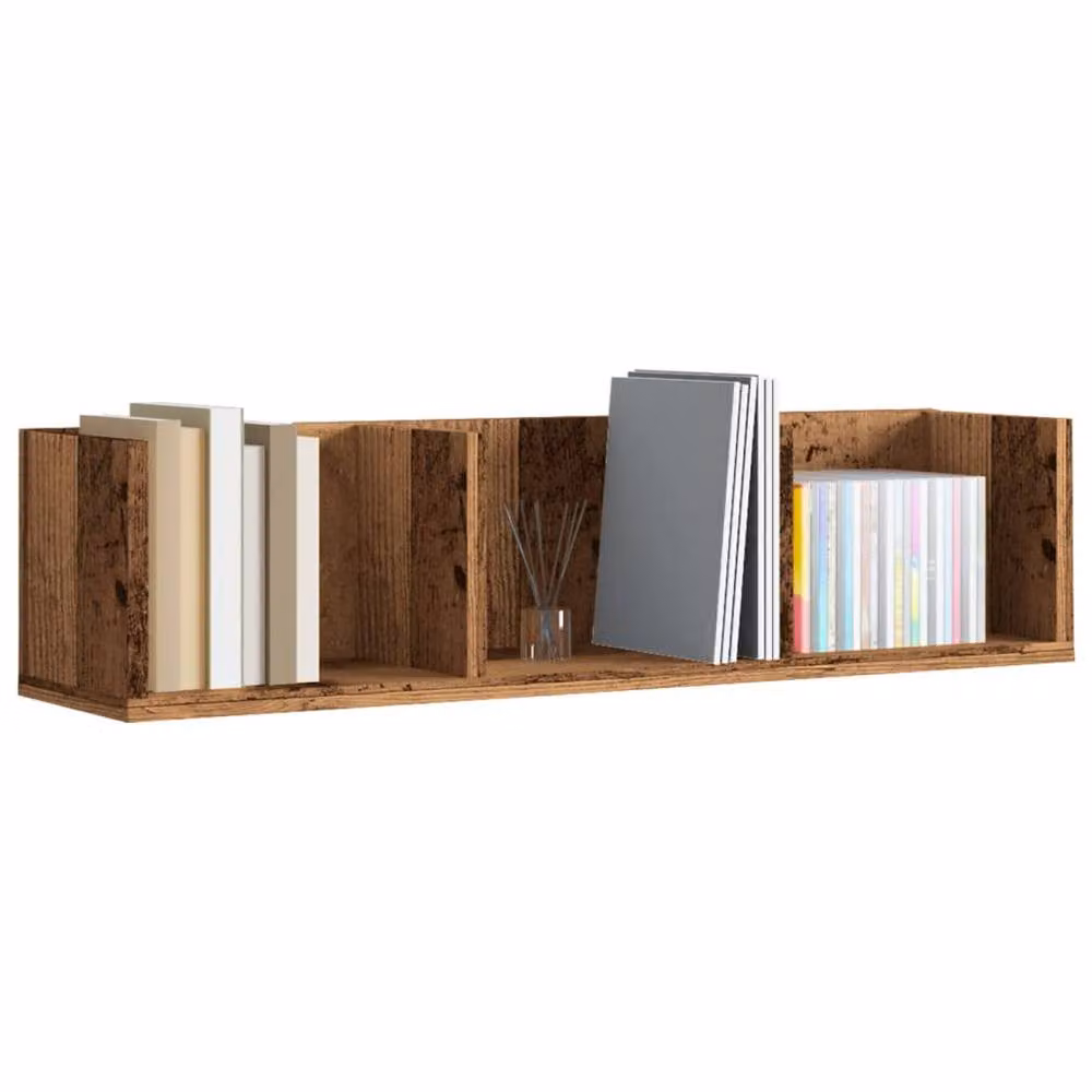 Berkfield Home Decorative CD Wall Shelf in Brown Old Wood, W/D/H: 75 x 18 x 18 cm – 2