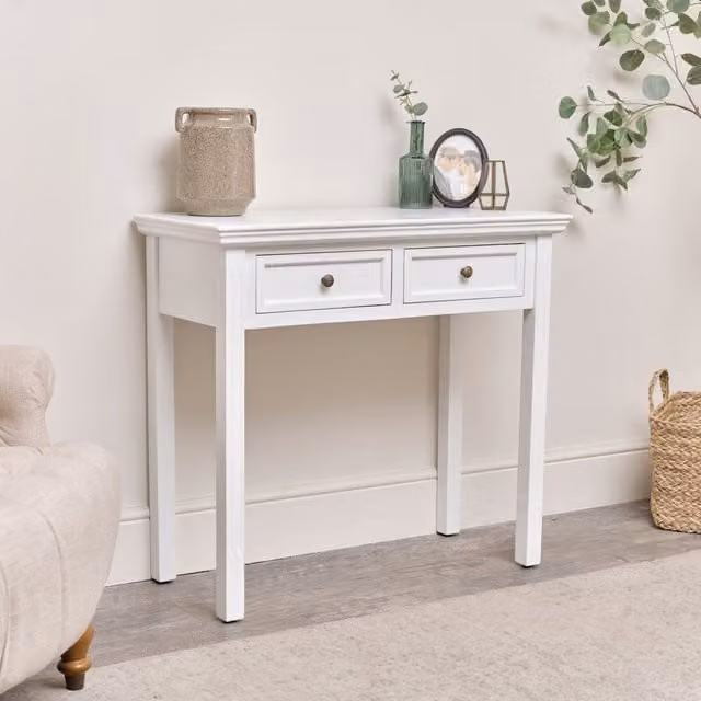 Melody Maison Daventry White 2 Drawer Console Dressing Table