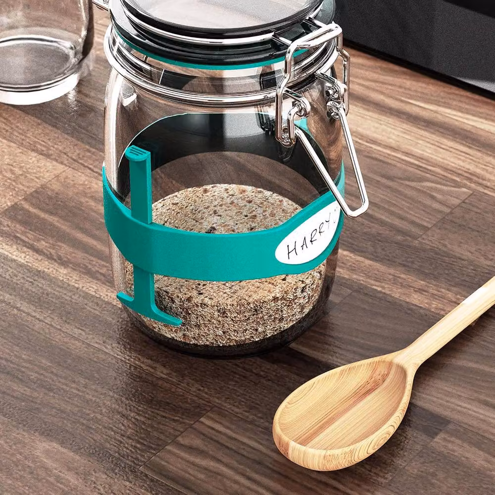 Kikkerland Sourdough Starter Kit in Turquoise Glass with Clamp – 2