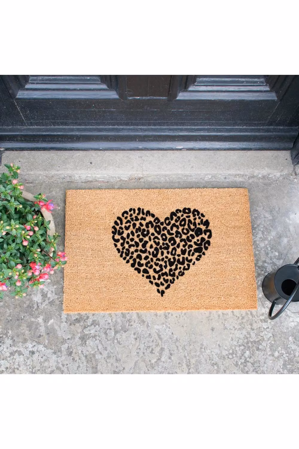 Artsy Mats Leopard Print Heart Doormat in Black, W: 60 cm, D: 40 cm – 3