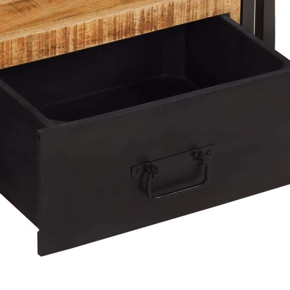 Berkfield Home Industrial Mango Wood and Metal TV Cabinet in Brown and Black, W/D/H: 120 x 30 x 40 cm – 4