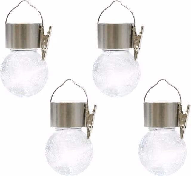 Gardenwize Pack of 4 Solar Hanging Crackle Balls with Warm White LED in Transparent – 1
