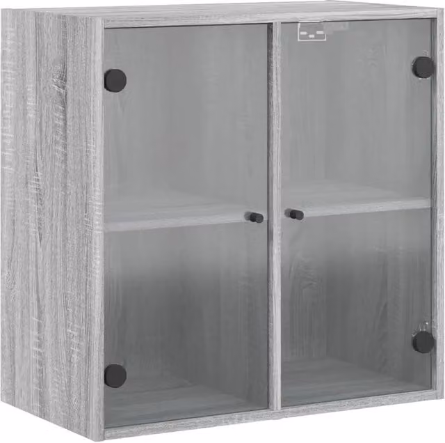 Berkfield Home Wall Cabinet with Glass Doors, Grey Sonoma, W: 68 cm, D: 37 cm, H: 68.5 cm