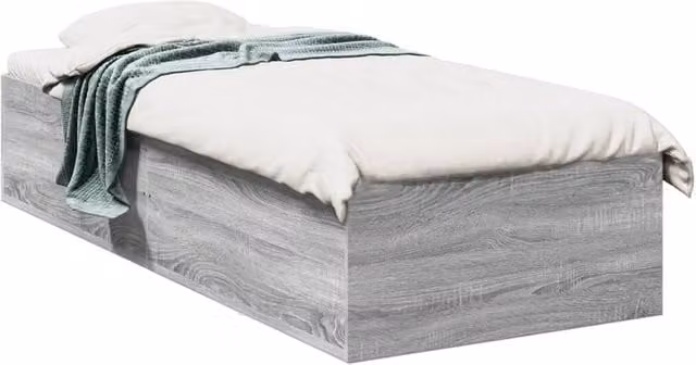 Berkfield Home Small Single Wood Bed Frame in Grey Sonoma, W: 75 cm, L: 190 cm – 1