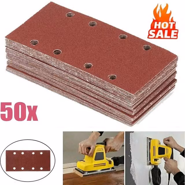 NESTLUNE 50 Abrasive Sanding Sheets for Orbital Sanders, Brown, W: 18.5 cm x D: 9.3 cm – 1