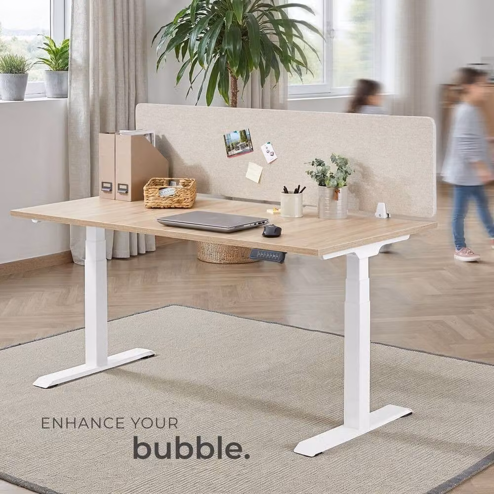 tectake Sound-Absorbing Desk Divider in Beige, W: 160 cm, H: 40 cm, D: 40 cm – 4