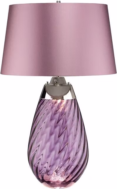 Loops Table Lamp with Plum Tinted Glass and Heather Shade including LED E27 60W Bulb – 1