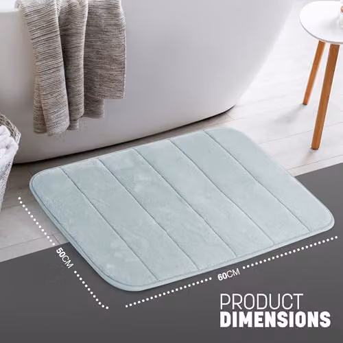 Keplin Memory Foam Bath Mat, Blue, W: 50 cm, D: 60 cm – 2