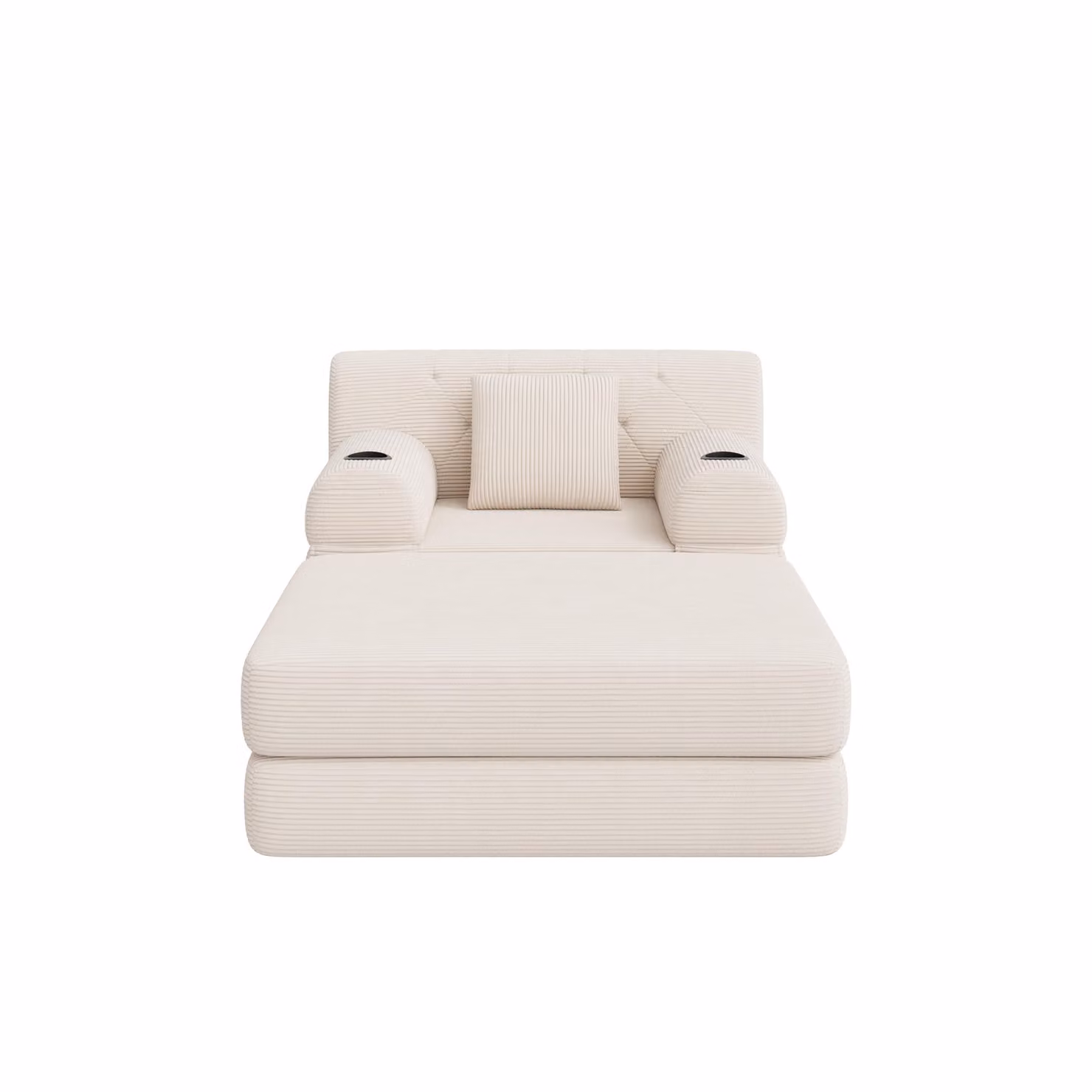 Aosom UK Beige Corduroy Sleeper Chair with Ottoman and Metal Frame, Convertible 1-Seater Sofa Bed, W/D/H: 162 x 107 x 81 cm – 2