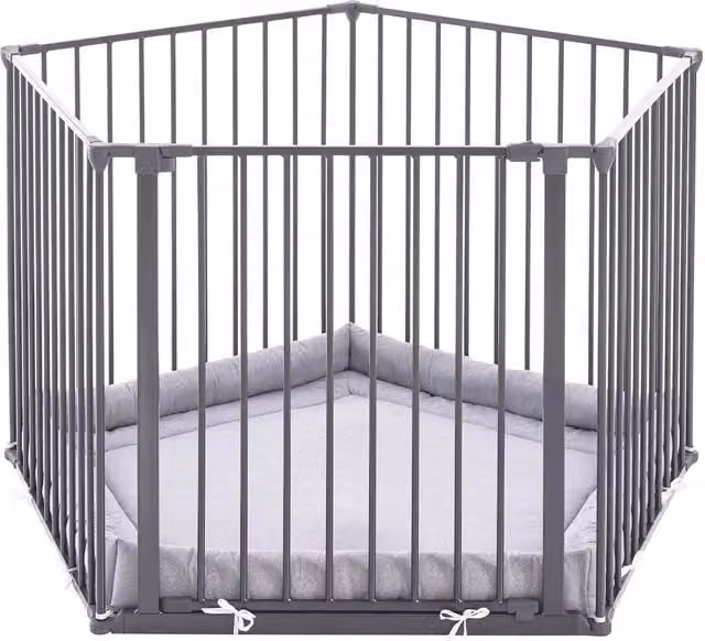 Safetots Premium Multi Panel Pentagon Play Pen with Mat, Grey, H 70 cm x W 72 cm x D 72 cm