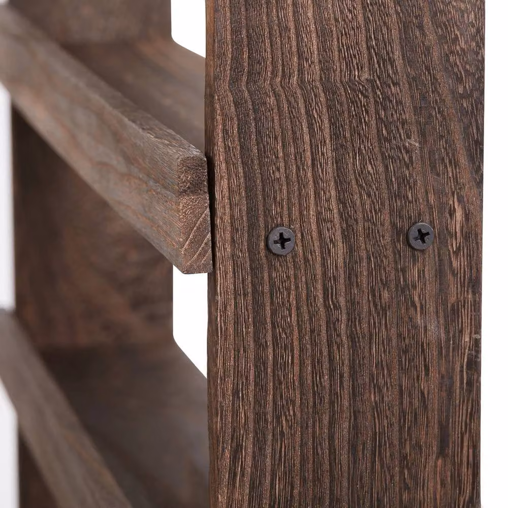 ERGOVEXA Brown Wood Floating Wall Shelf for Kitchen, Bathroom or Garden Storage – 5
