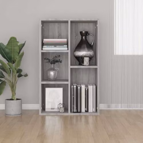 vidaXL Grey Sonoma Book Cabinet and Sideboard in Engineered Wood, W: 50 cm, D: 25 cm, H: 80 cm – 2