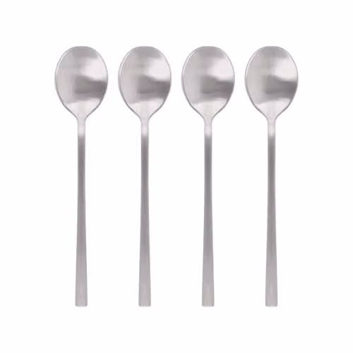 Argon Tableware Polished Silver Stainless Steel Teaspoons, Pack of 4