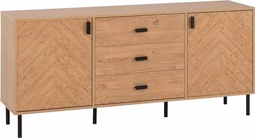 Seconique Modern 2 Door 3 Drawer Sideboard in Brown and Black – 1