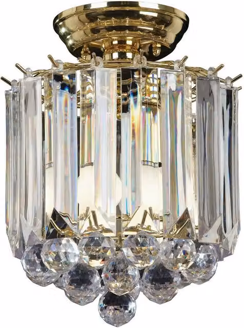 Loops Brass and Transparent Acrylic Flush Ceiling Mount Light, 2x E14 Lamp Holder, W/D/H: 28.0 x 23.0 x 23.0 cm – 1