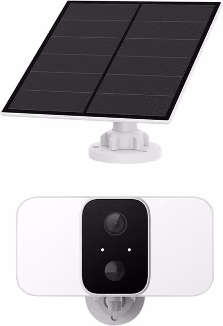 ENER-J Smart Wireless Floodlight Camera with Solar Panel, White