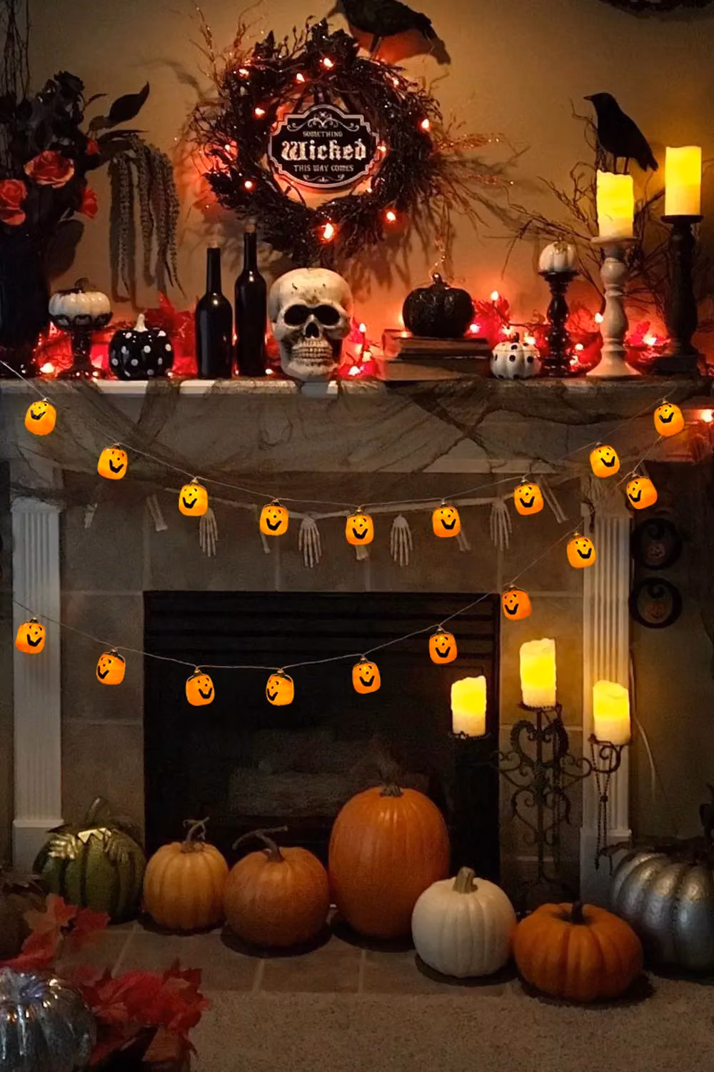 Living and Home Orange Halloween Pumpkin String Lights with Flashing and Steady Modes, 3m – 2