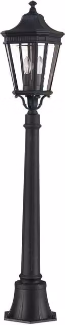 Netlighting Cotswold Lane 2 Light Medium Outdoor Post Lantern in Black with Transparent Glass, IP44, E14 – 1