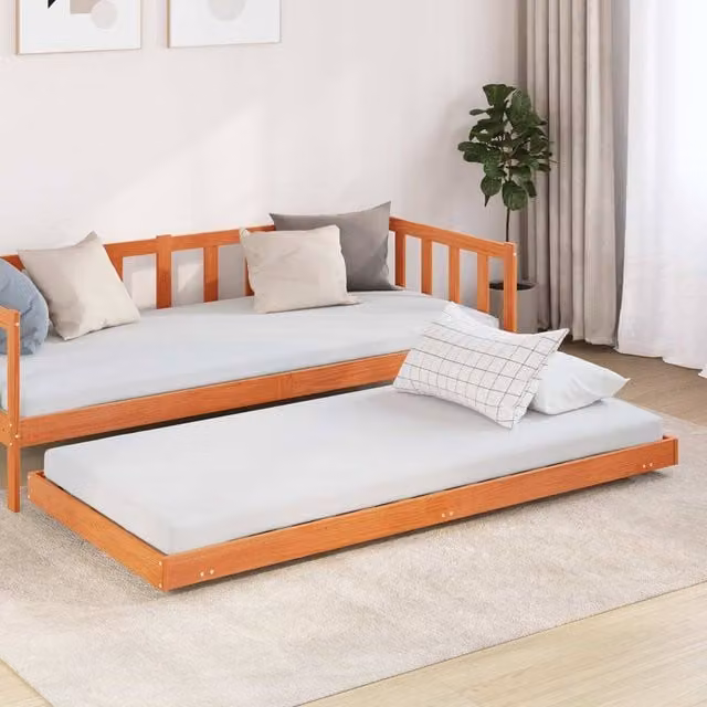 Berkfield Home Modern Solid Pine Wood Bed Frame in Wax Brown, W/D/H: 90 x 200 cm – 1
