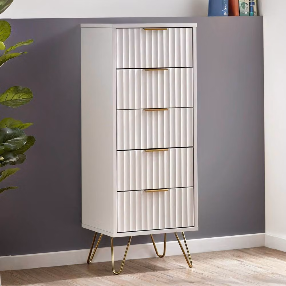 Cheshire Premium Siena 5 Drawer Tallboy in White – 2