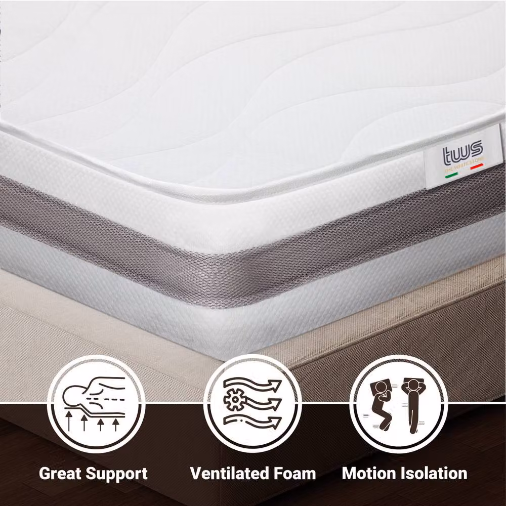 The White Stone Antibacterial Waterfoam Mattress in White, H 20 cm x W 135 cm x D 180 cm – 3