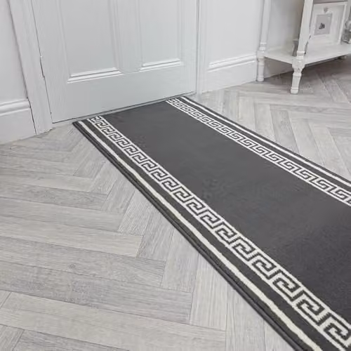 runrug Key Hallway Runner Rug, Grey, W: 70 cm, L: 150 cm