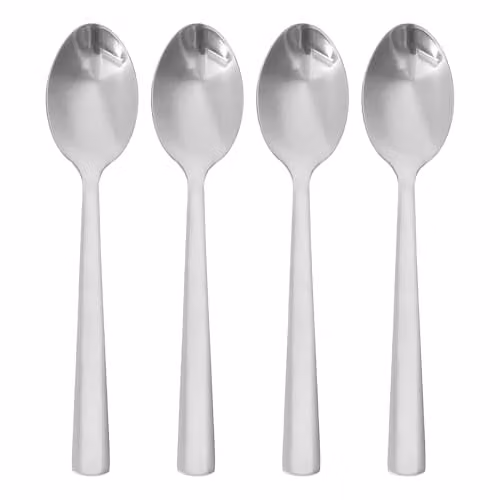 Argon Tableware Tondo Polished Stainless Steel Teaspoons, Silver, Pack of 48
