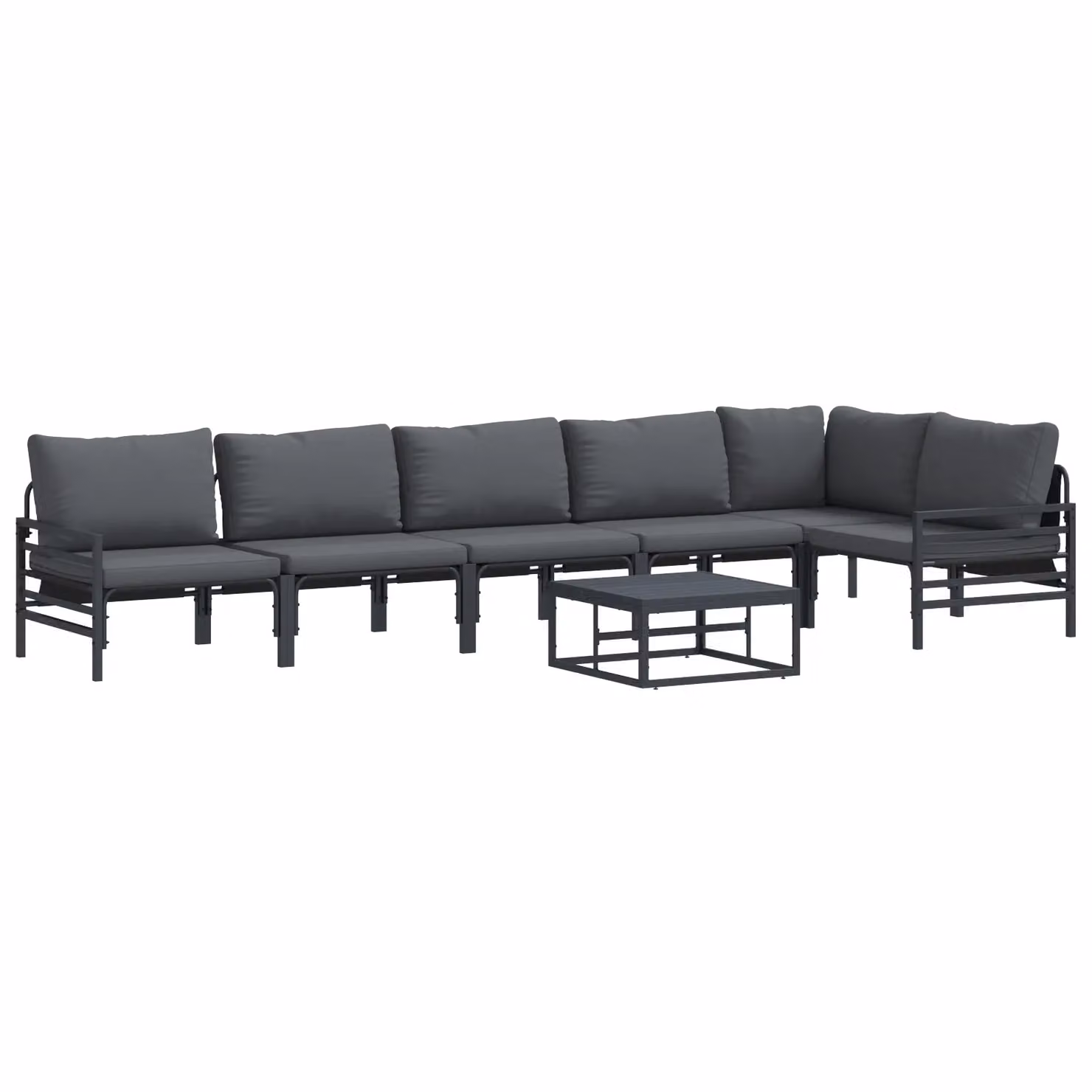 Berkfield Home 7 Piece L-Shape Garden Sofa Set with Coffee Table in Anthracite Powder Coated Steel – 2