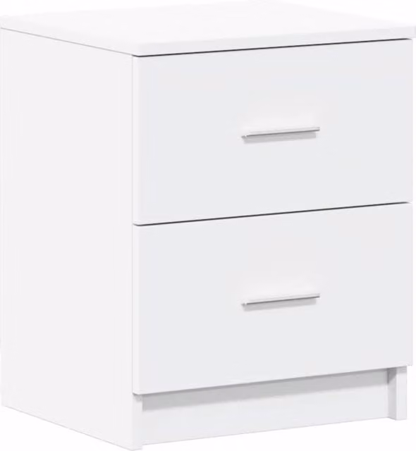Berkfield Home Modern White Bedside Cabinet with 2 Drawers W/D/H: 40 x 36 x 50 cm