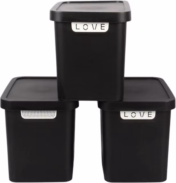 PAWNORA 3-Piece Plastic Storage Box Set with Lid, 12.5L, Black – 1